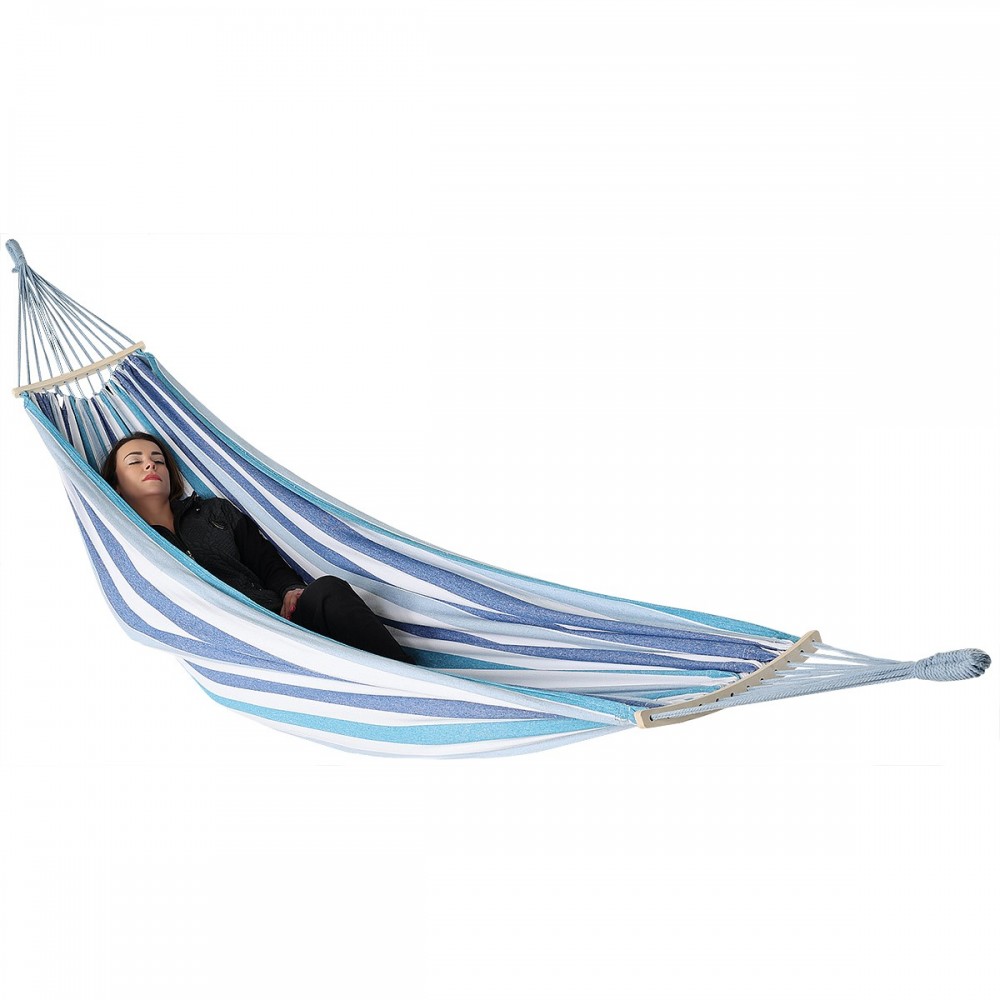 HAMAK OGRODOWY 2 OSOBOWY LUXE XXL 250x150CM Z DRĄŻKIEM NIEBIESKI