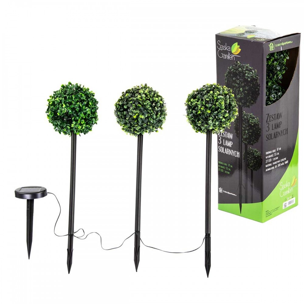ZESTAW LAMP SOLARNYCH 3 KUL BUKSZPANOWYCH 27 LED