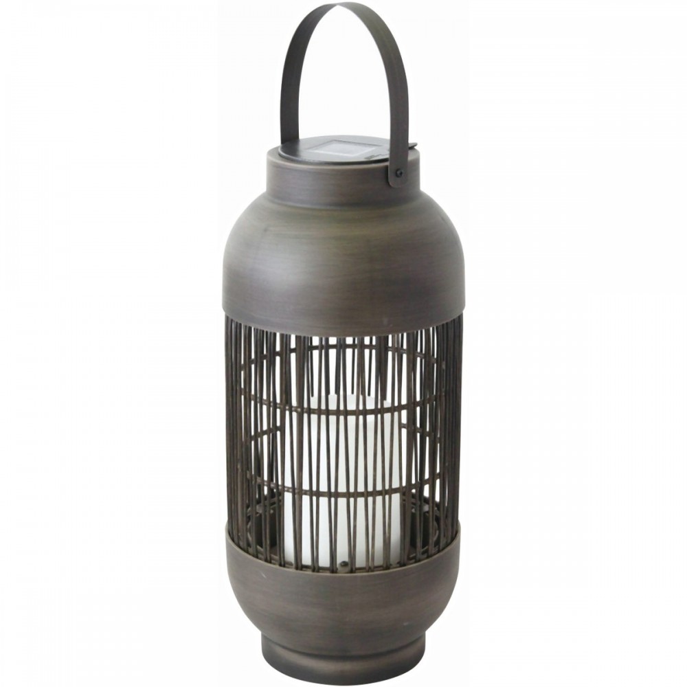 LAMPA SOLARNA KOLUMNA RATANOWA 19x43CM BRĄZOWA