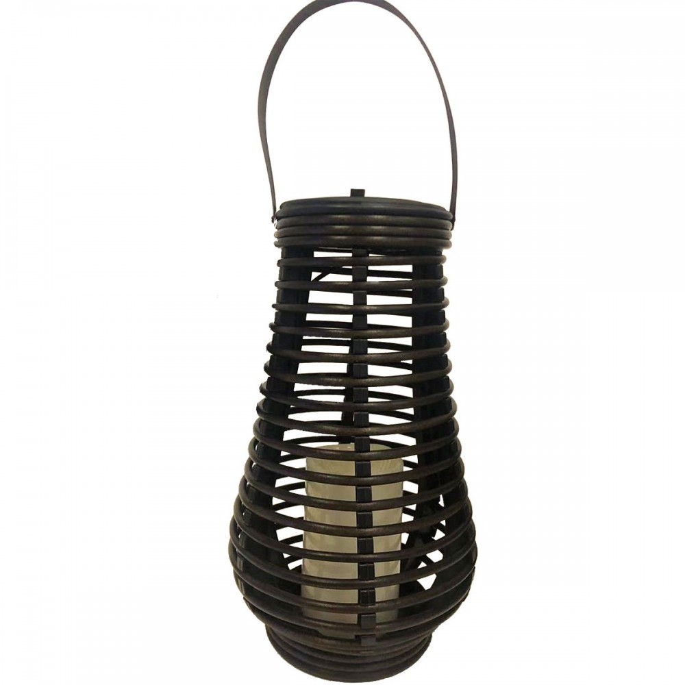 LAMPA SOLARNA RATANOWA 26,5CM BRĄZOWA