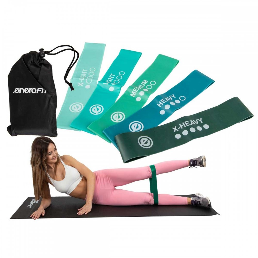 ZESTAW 5 GUM TAŚM GUM DO ĆWICZEŃ TPE MINT BAND ENERO FIT