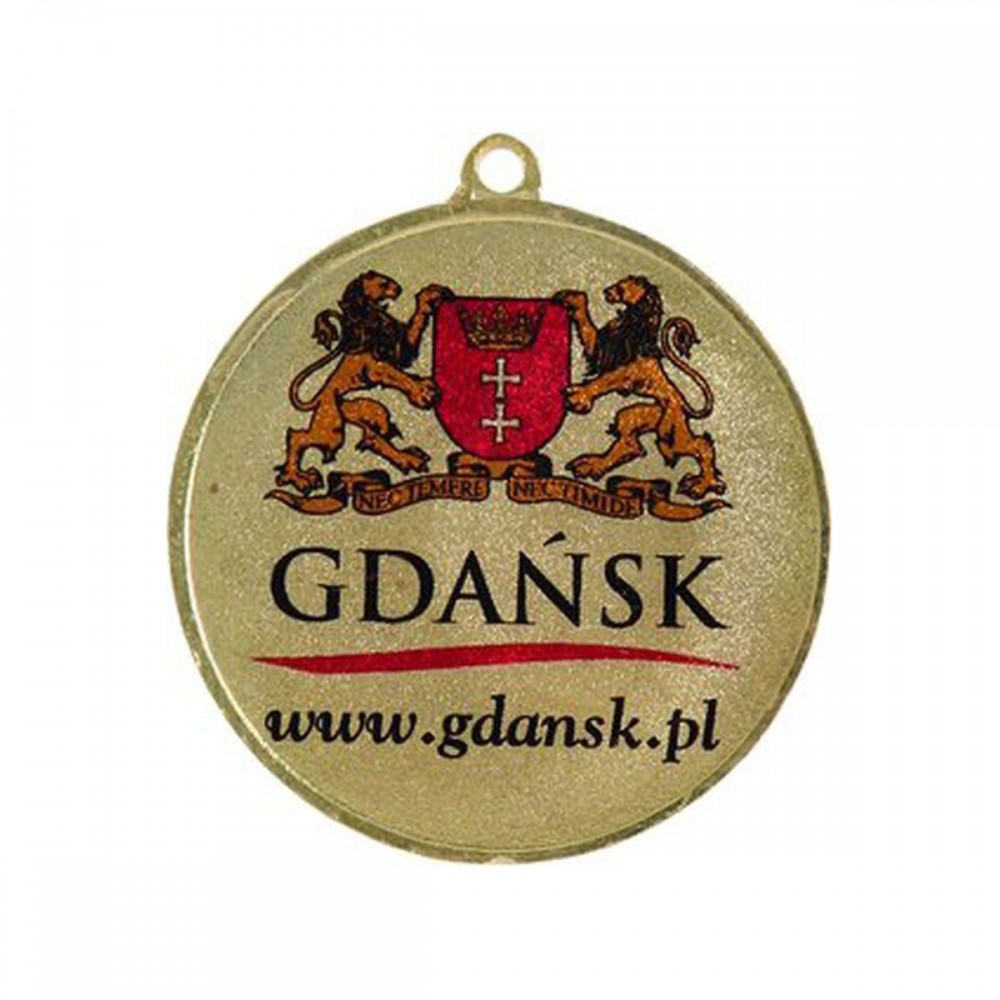 Medal złoty z miejscem na emblemat 25 mm - medal stalowy z nadrukiem kolorowym LuxorJet