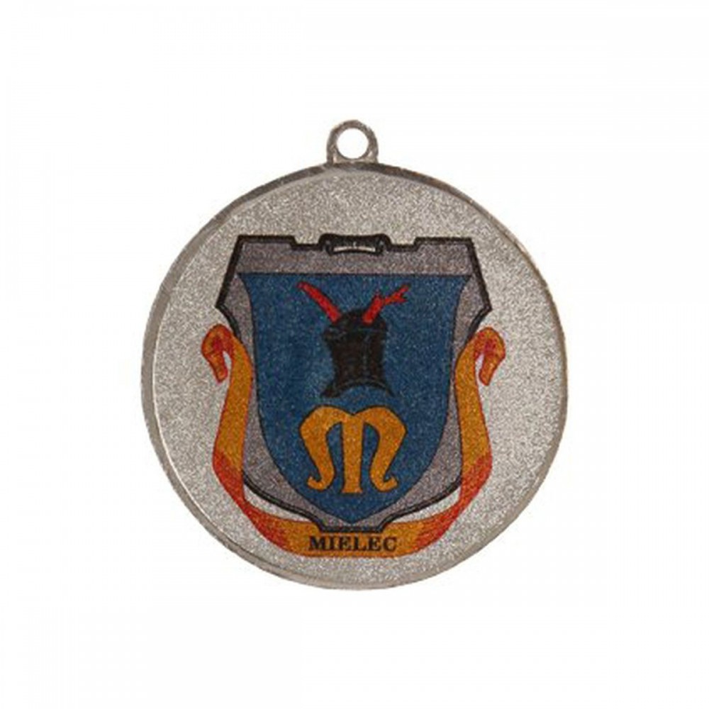 Medal srebrny biathlon z miejscem na emblemat 25 mm z nadrukiem kolorowym LuxorJet