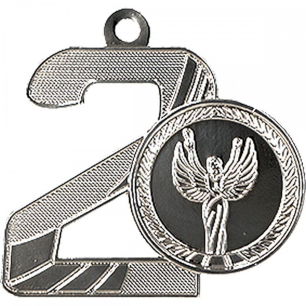 Medal srebrny drugie miejsce z miejscem na emblemat 25 mm - medal stalowy