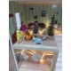 DOMEK DLA LALEK DREWNIANY LED62x27x77CM + 3 LALKI + 2 ZWIERZĄTKA