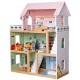 DOMEK DLA LALEK DREWNIANY LED62x27x77CM + 3 LALKI + 2 ZWIERZĄTKA